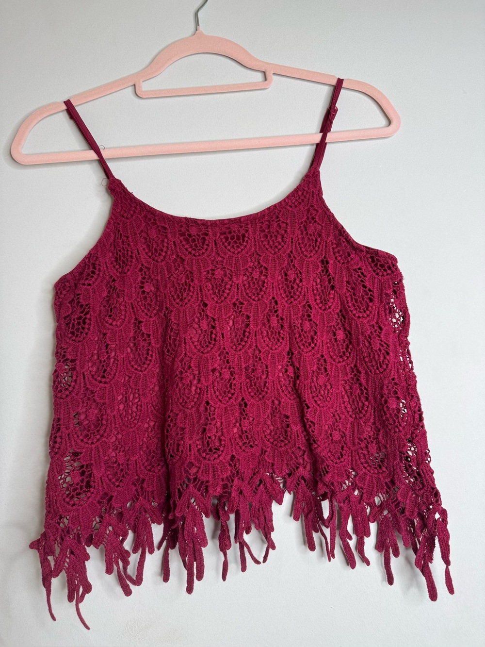 Rue21 Crochet Fringe Cami in Deep Berry